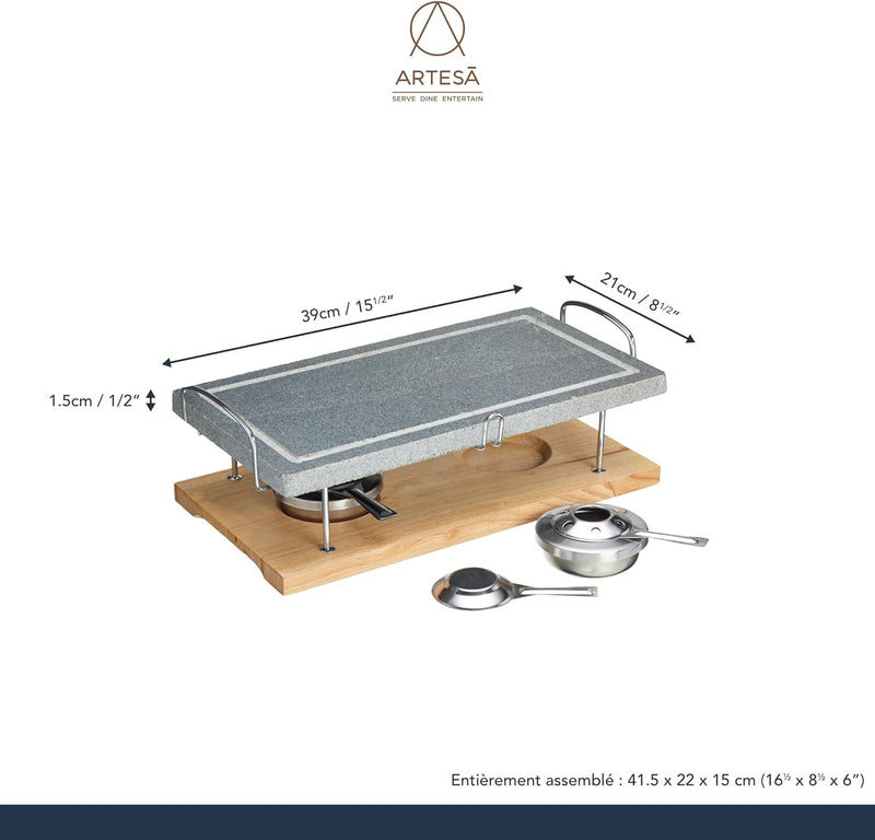 Artesà Hot Stone Grill, Gourmet-Tischgrill, Steingrill für Steaks, Meeresfrüchte und Gemüse, 41,5 x
