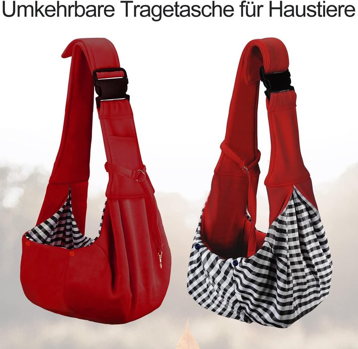 PETLOFT Tragetuch Hund, Reversibel Kleine Hundetrage, Einstellbar Pet Tragetuch, Freisprecheinrichtu