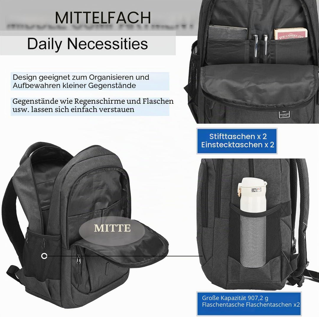 17.3 Zoll Laptop Schulrucksack Teenager Jungen und Mädchen, Rucksack Herren Gross mit Laptopfach Was