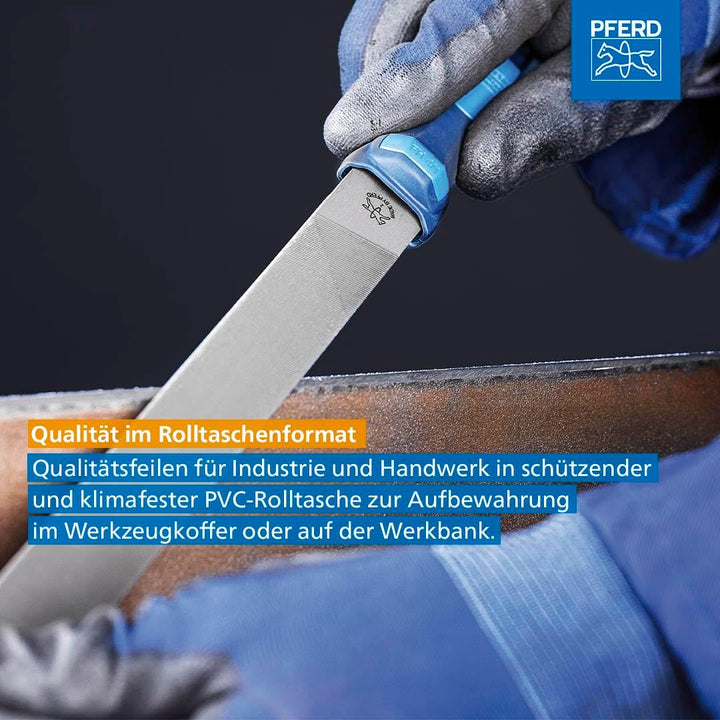 Feilensatz L.300mm Hieb 2 2K-Ergo PFERD Werkstattfeilen-Set in PVC-Rolltasche Kreuzhieb H2 Länge 300