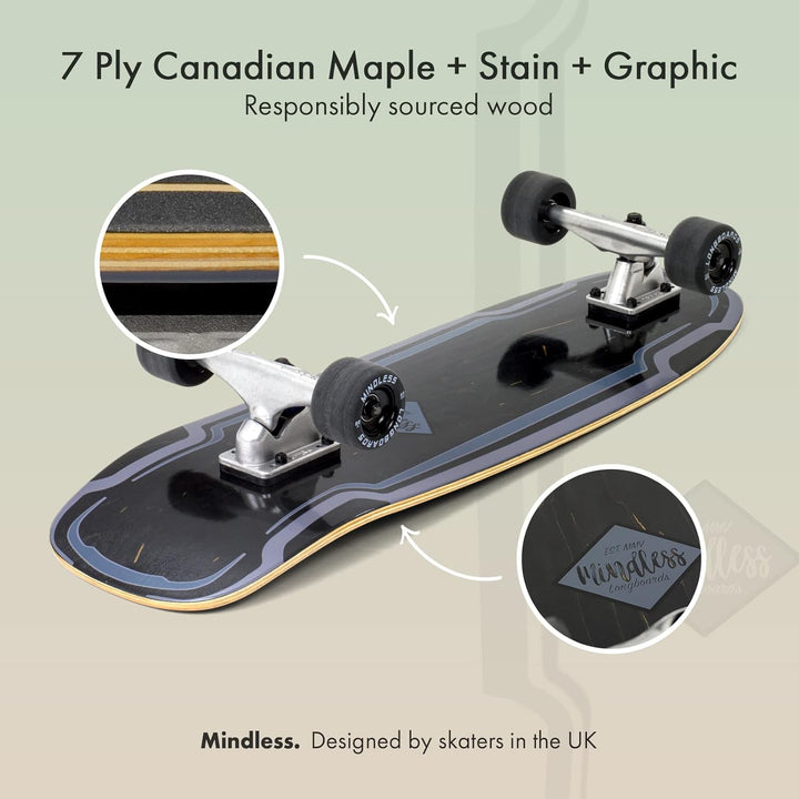 Mindless Longboards Surf Skate Longboard Skateboard Unisex Erwachsene 9.5" Schwarz (Black), 9.5" Sch