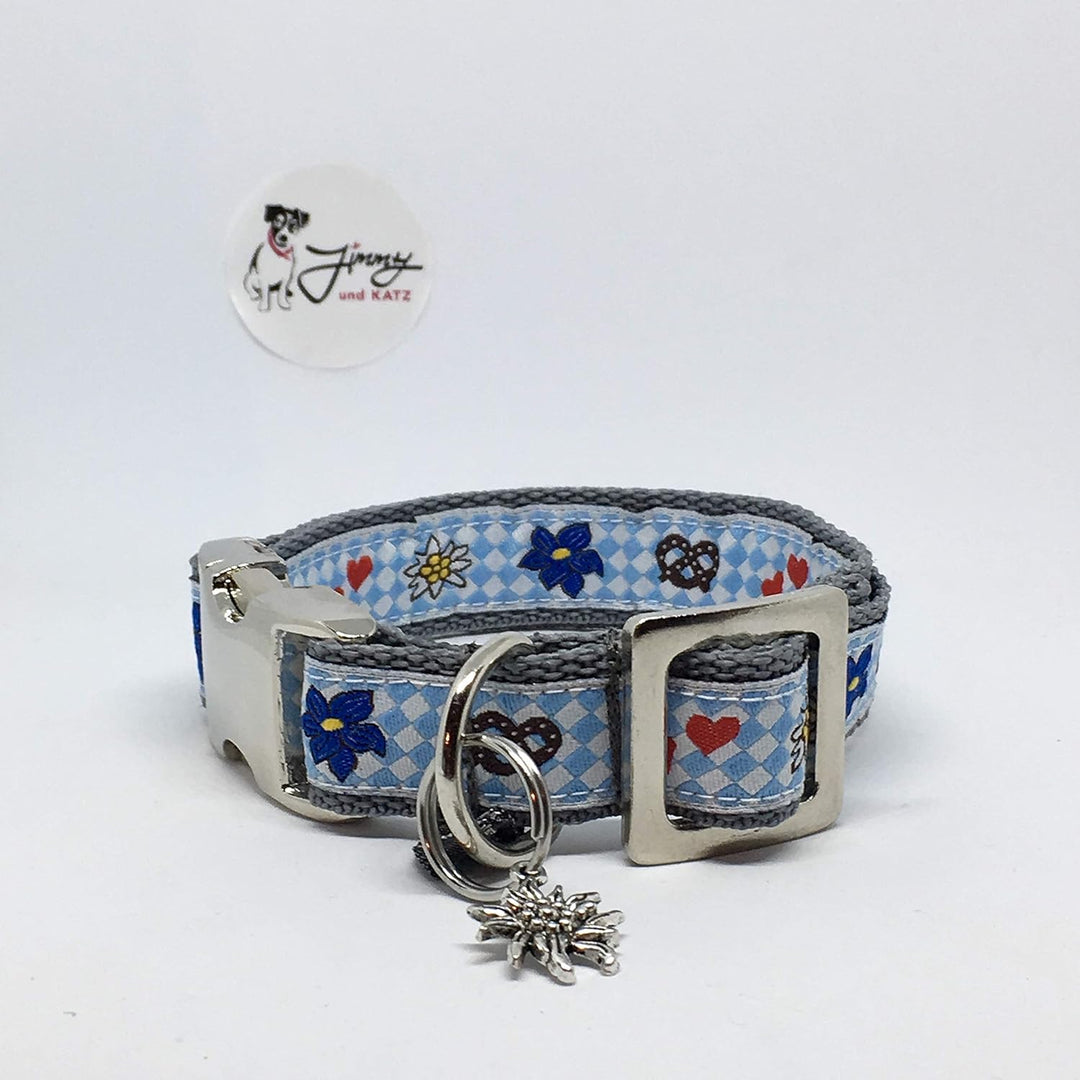 Jimmy und Katz Hundehalsband Weiss -Blau 26-40cm x 2cm weiss - blau auf grau, weiss - blau auf grau