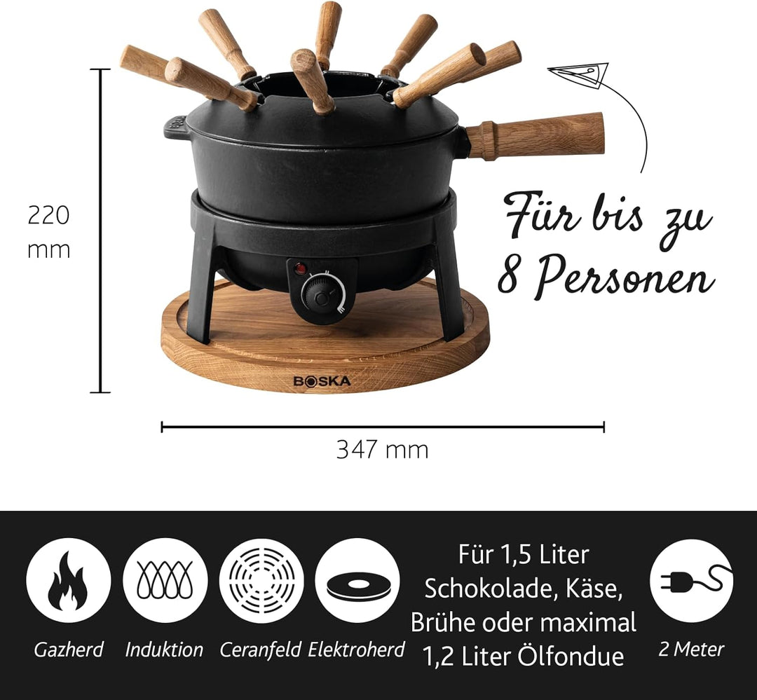 Boska Elektrisches Fondueset Pro 2,2L - Käsefondue - Für 8 personen - Topf set - Edelstahl - Extrala
