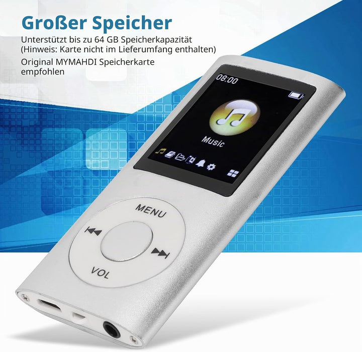 Tragbarer MP3 -Player Compact Design 1,8 Zoll LCD High Fidelity Sound Music Player digitaler Audioge