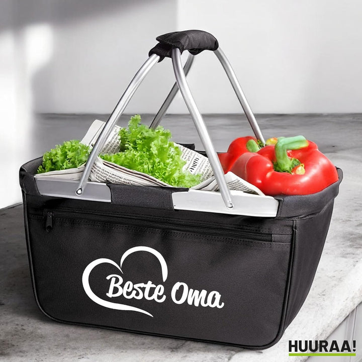 Einkaufskorb faltbar Beste Oma Herz Geschenk 20 Liter Tragekorb Black Beste Oma Geschenkidee