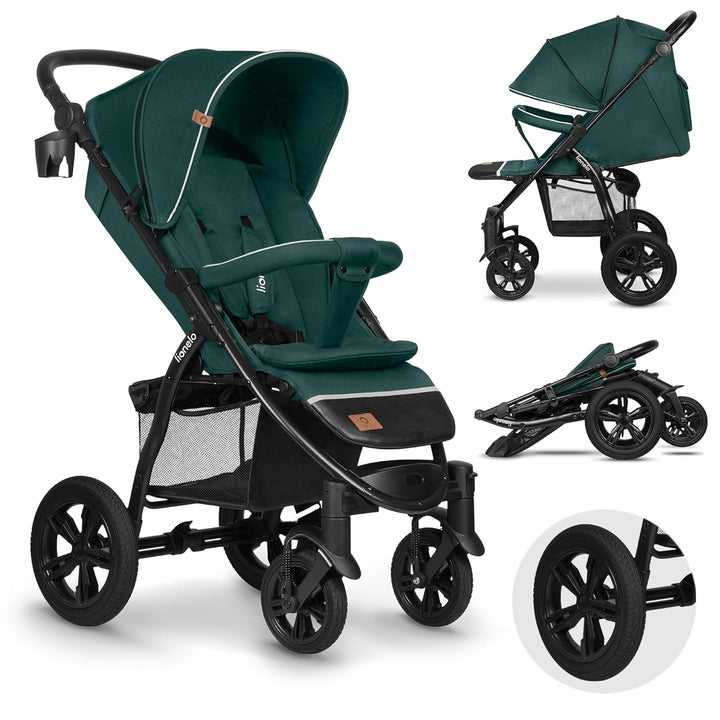 LIONELO Annet Tour Kinderwagen bis 22 kg, verstellbarer Griff, zusammenklappbar, verstellbare Rücken