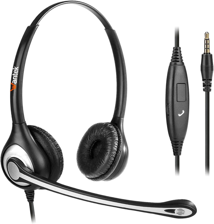 Headset Handy Binaural mit Noise Cancelling Mikrofon, WANTEK Smartphone Kopfhörer für Samsung
