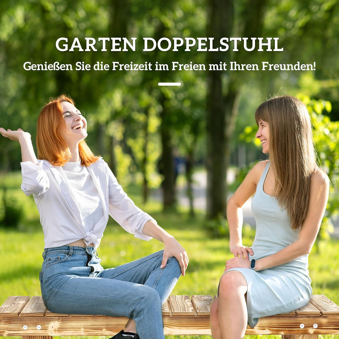 Outsunny Gartenbank, 2-Sitzer Holzbank, Sitzbank, Gartenmöbel, Rustikale Bank, Massivholz, Dunkelbra