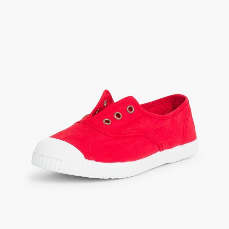 Pisamonas Leinwand-Sneakers Ohne Schnürsenkel Mit Gummispitze 21 EU Rot, 21 EU Rot
