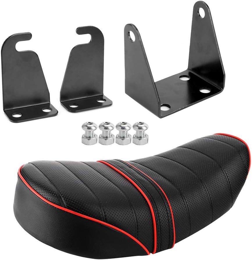 Hlyjoon Motorrad Sattel Motorrad Sitz Sitzsattel Leder Kissen Wasserdicht Motorrad Sitzkissen Retro