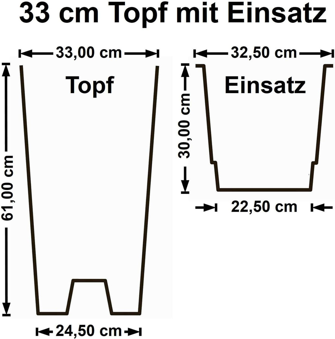 Euro3Plast 2785 Pflanztopf Tuit Durchmesser 33 cm, anthrazit