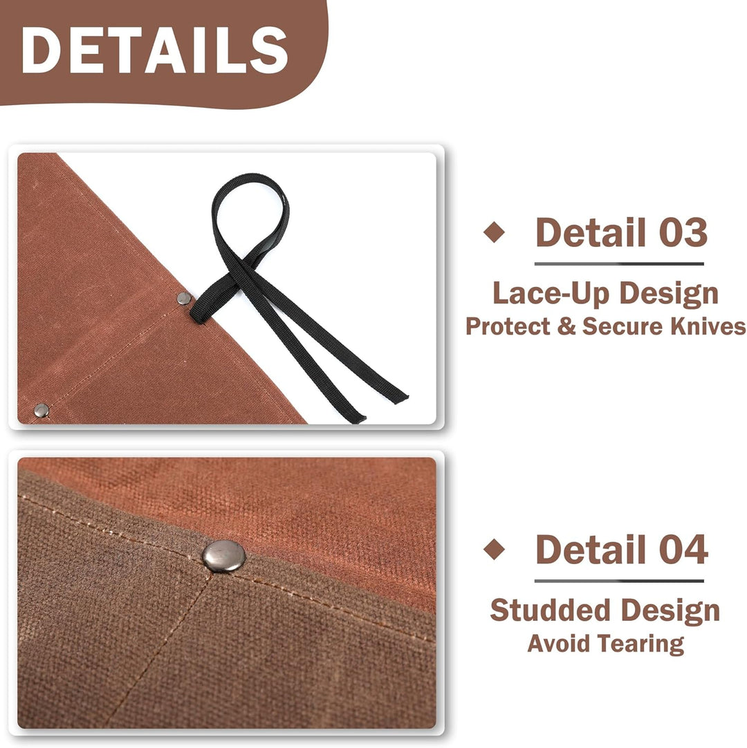 Multifunktions Messertasche, Messertasche aus 16oz gewachstem Canvas, Schnittfeste professionelle Ko