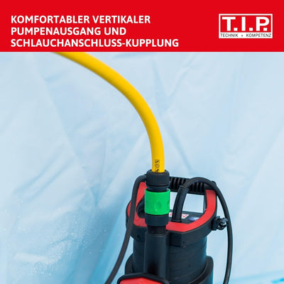 T.I.P. Tauchdruckpumpe - Regenfasspumpe Komplettset (3.200 l/h Fördermenge, bis 1 mm Flachabsaugend,