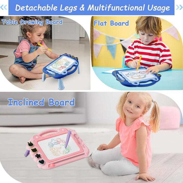 AKOFIC Magnetische Maltafel Grosse, Zaubertafel Kinder Magnettafel mit Tischbeine, Löschbar Schreibt