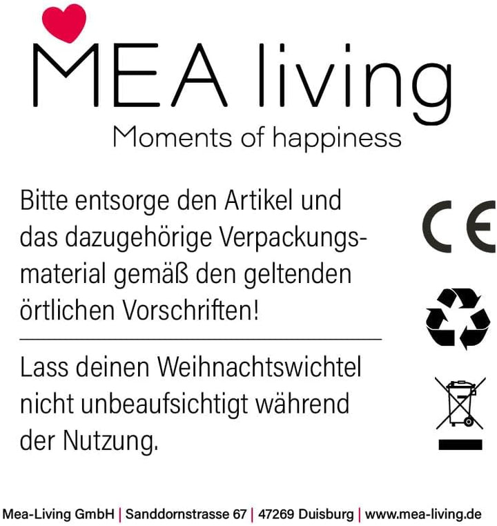 Mea-Living WEIHNACHTSWICHTEL Felix mit LED, weiss, klein, Weihnachtsdeko aus Porzellan, Wichtel, Ges
