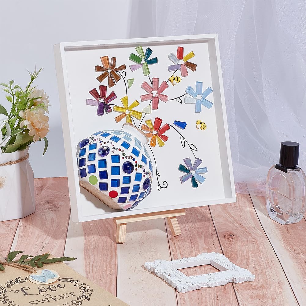 WEBEEDY DIY Mosaik Malset Handgemachtes Blumenvasenmuster Quadratischer Rahmen Mosaikkunst Und Handw