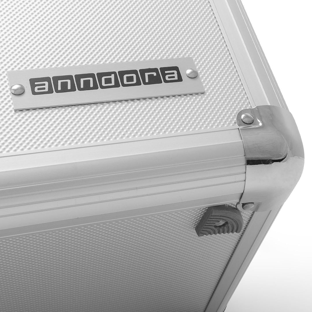 anndora® Werkzeugkoffer 24L Präsentationskoffer Etagenkoffer Silber + Schlüssel, Silber