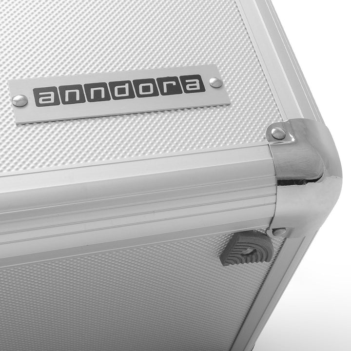 anndora® Werkzeugkoffer 24L Präsentationskoffer Etagenkoffer Silber + Schlüssel, Silber