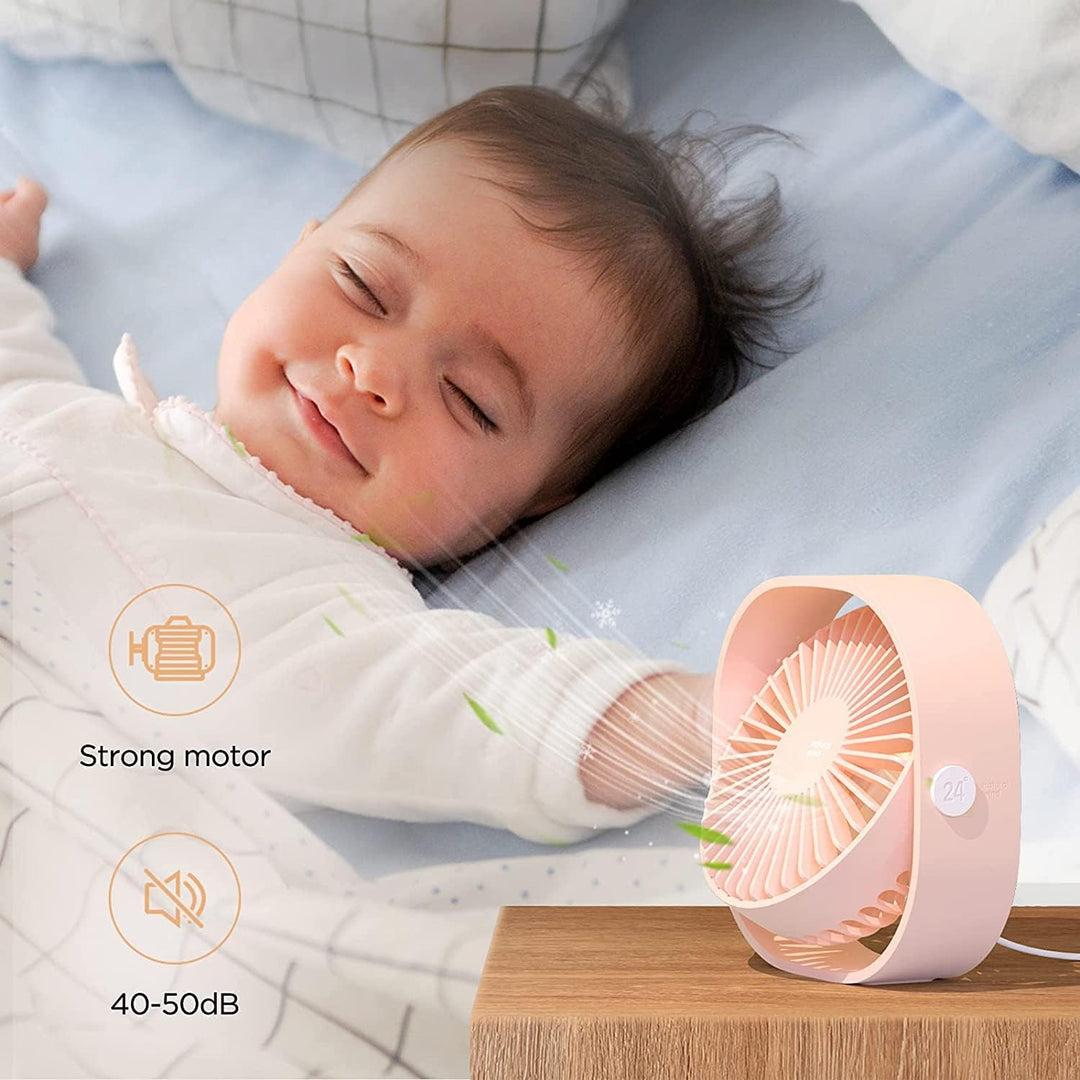 EasyAcc USB Ventilator, Mini Ventilator USB Tischventilator leise Klein 2 Jahre Garantie Starker Exq