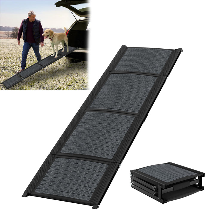 157cm Hunderampe Klappbar Hundetreppe Auto Kofferraumrampe Hundeautorampe bis 110 kg Tragbare mit An
