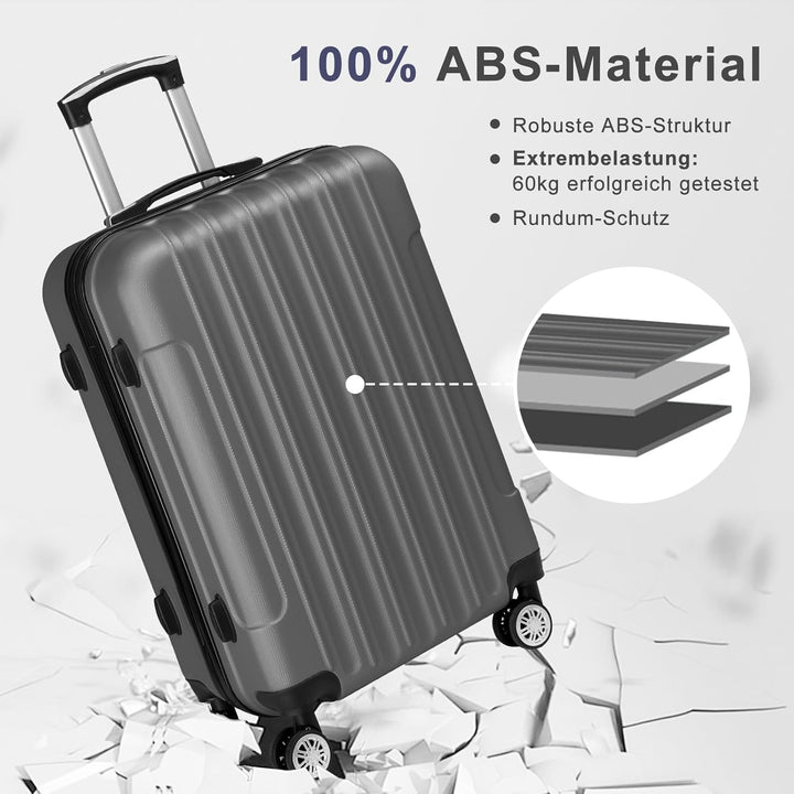 LALAHO Kofferset 5 teilig mit Kosmetikkoffer, Hartschalen Koffer Set aus ABS, Reisekoffer Set, Gepäc