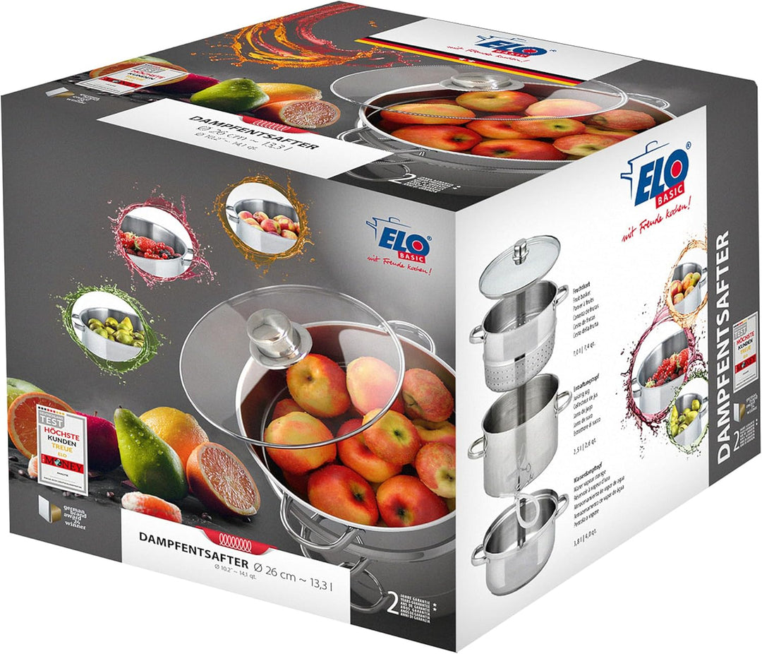ELO Galactica Entsafter 26cm, Set 5-teilig, Dampfentsafter, energiesparender Kapselboden, vitaminsch