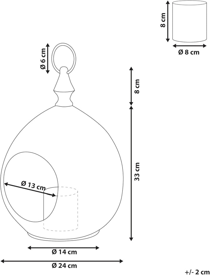 Dekorative Laterne mit Öffnung H: 33 cm Gold aus Metall und Glas Laeso