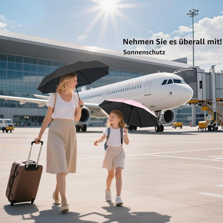 BAODINI Reise-Mini-Regenschirm für Geldbörse mit Etui – kleiner kompakter UV-Regenschirm, Sonnenschu