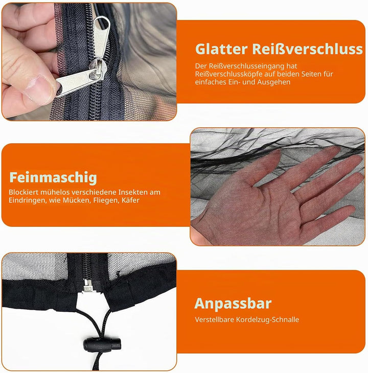 Moskitonetz für Sonnenschirme, Mückennetz Outdoor für 250-300 cm Sonnenschirme Pavillon, 2,3 m Höhe,