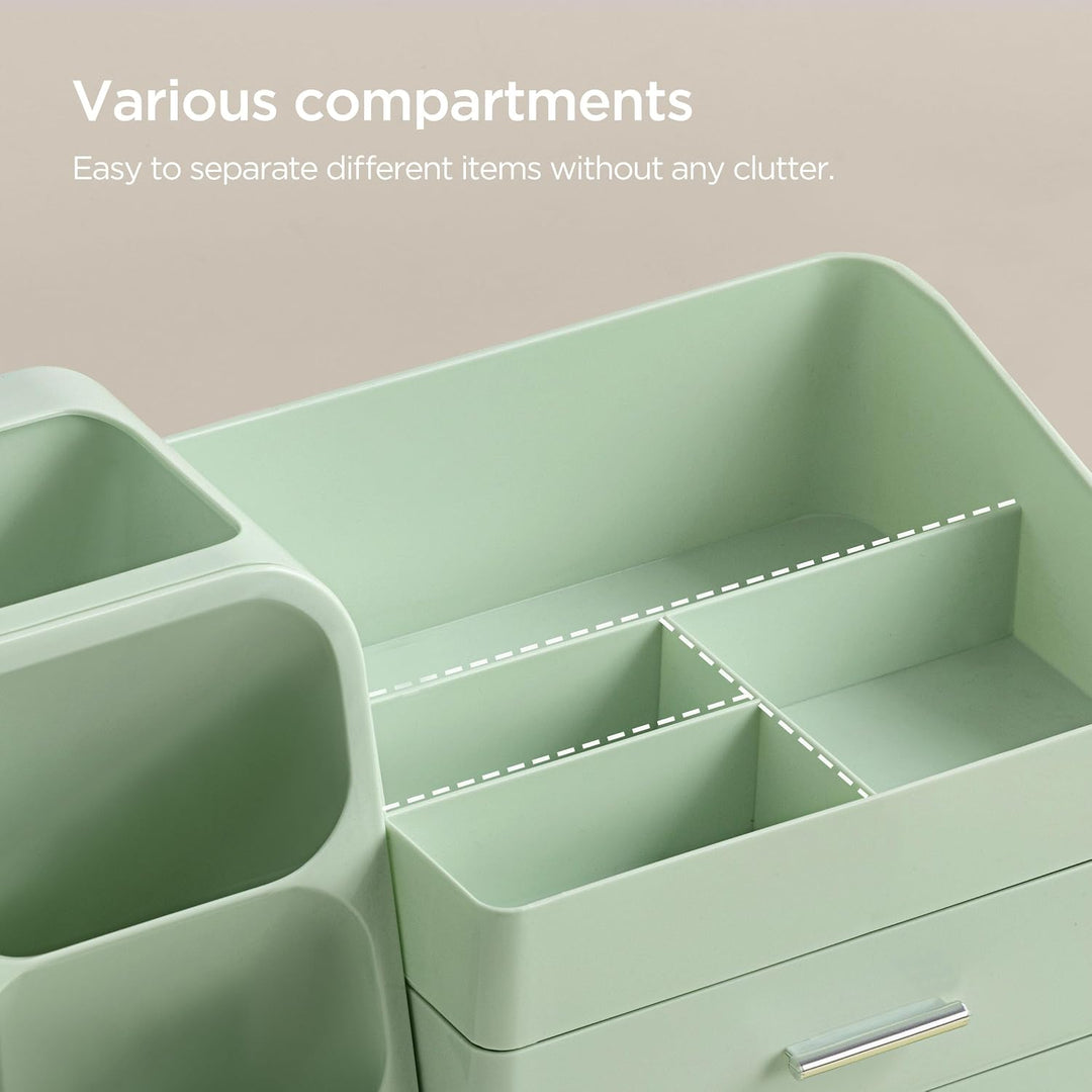 hblife Makeup Kosmetik Organizer mit Schubladen, Pinsel Organizer, 3-in-1 Plastic Kosmetik Aufbewahr