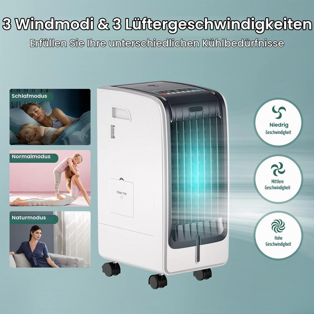 RELAX4LIFE Luftkühler, 3 in 1 Mobile Klimaanlage, 6L Wassertank/3 Geschwindigkeiten/8H-Timer, Luftkü