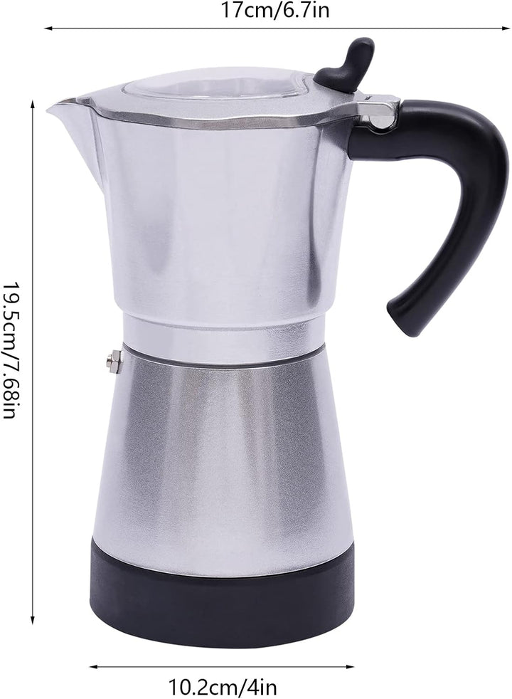 Espressokocher für 6 Tassen, 480W 300ml Elektrische Kaffeekocher mit 360° Basis Espressokanne Moka-K
