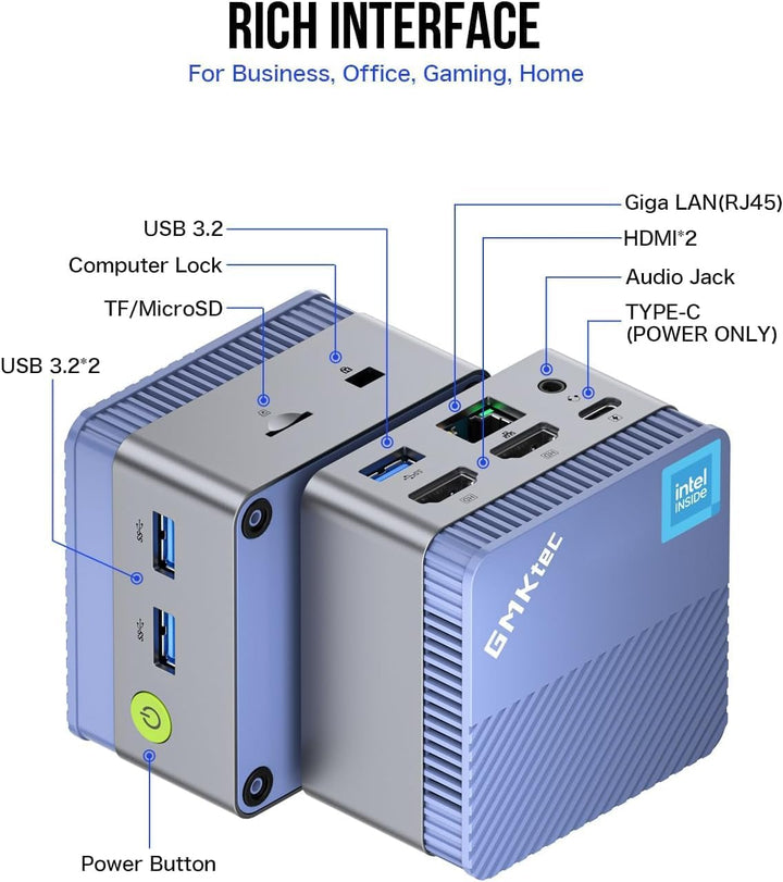 GMKtec Mini-PC N97 mit with Windows 11 Pro, G5 Micro-Desktop-Computer, Intel Alder Lake N97 der 12.
