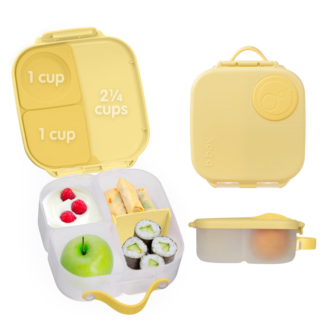 b.box Mini Brotdose | Bento-Box mit 3 Fächern (2 auslaufsicher) | Ideal für Kleinkinder, Kinderlunch