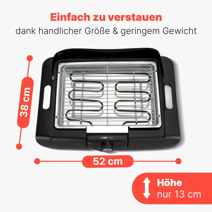 Clatronic® Stand- und Tischgrill | für innen und aussen | Elektrogrill für Balkon | 2000W | kurze Au