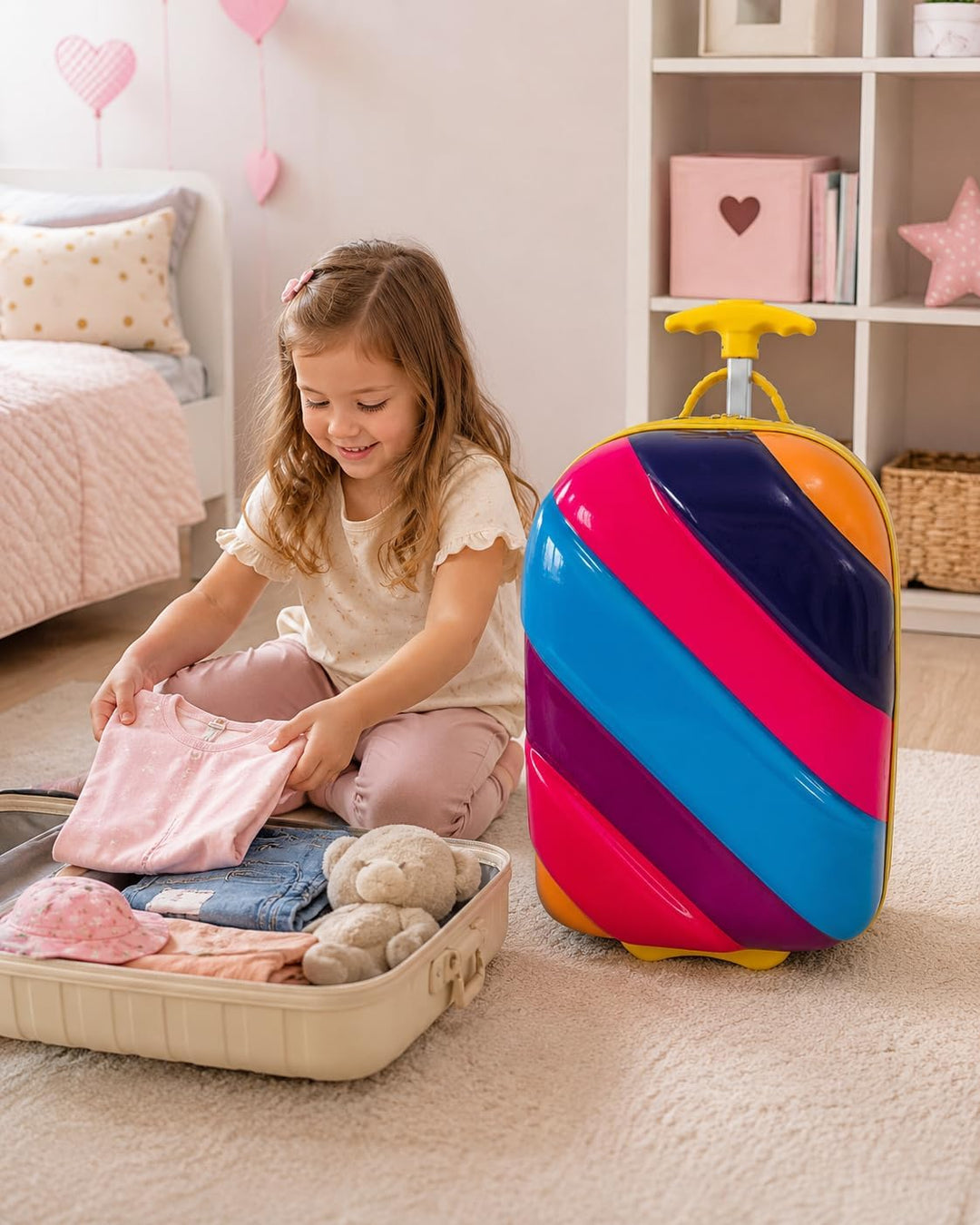 Bayer Chic 2000 - Bouncie Kinder-Trolley Rainbow, Kindergepäck, Kinderkoffer, bunt, 46 cm