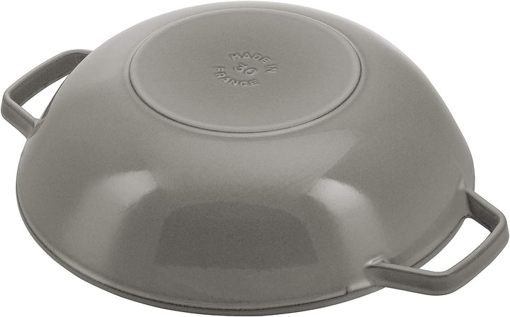 STAUB Wok aus Gusseisen, 30cm, inkl. Glasdeckel, Induktionsgeeignet, Graphitgrau