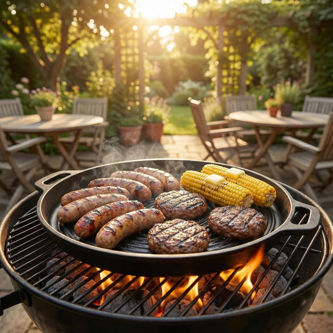 MIJOMA Grillpfanne 40,5 cm – für Fleisch Gemüse und Grillgerichte – Gusseisen mit Rillenstruktur – r