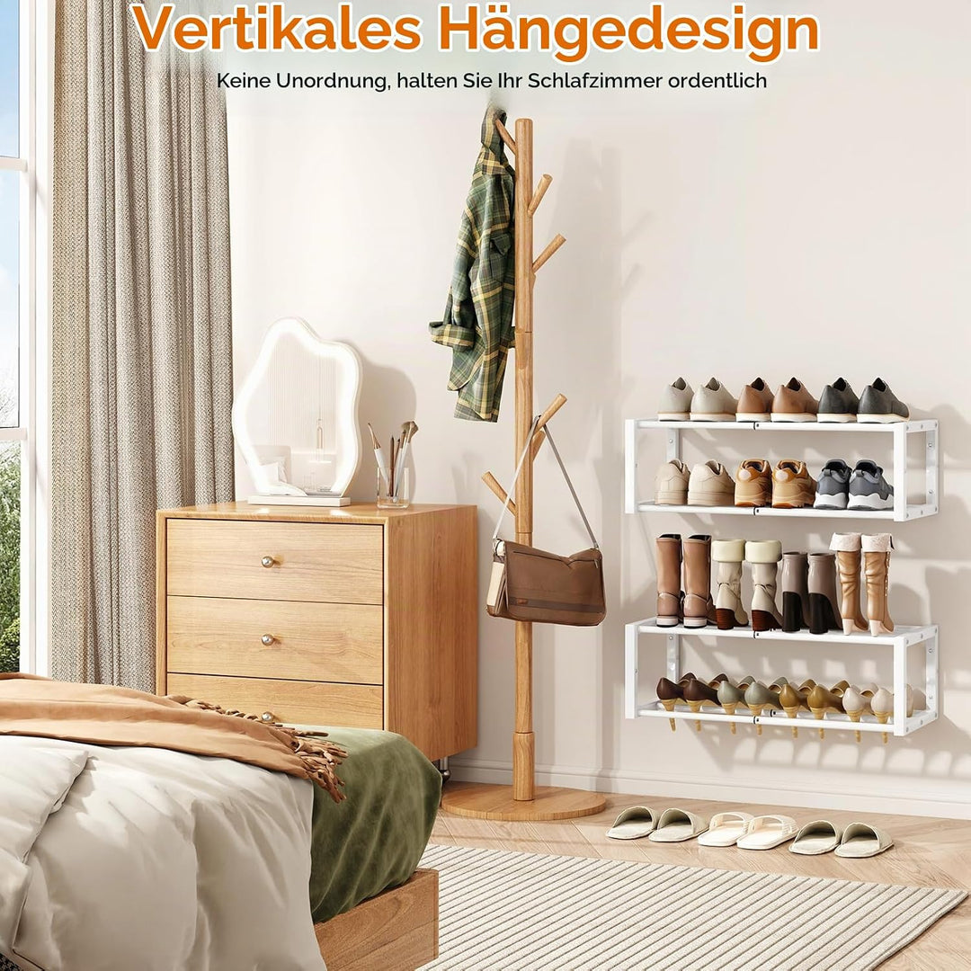 IBUYKE 2 Stück Schuhregal Wandmontage, 41-73cm Ausziehbares Hängendes Schuhständer für 12-16 Paar Sc