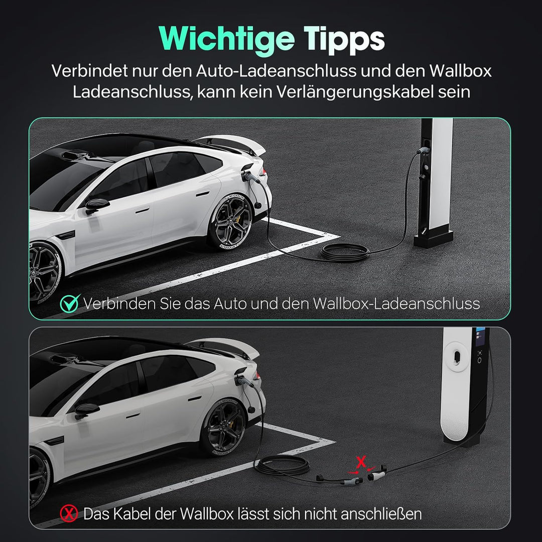 Typ-2-Ladekabel, 22KW 5M 32A Dreiphasiges E-Auto-Ladekabel Typ 2 auf Typ 2 Mode 3 für Elektro- und H
