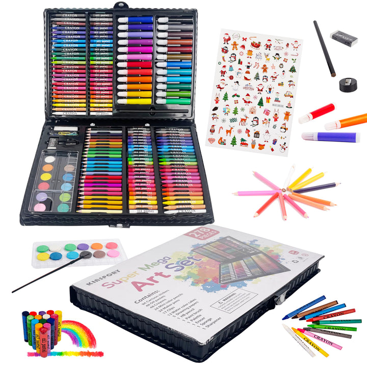KINSPORY Premium Malkoffer Deluxe 278-teilig Malset für Kinder Anfänger Tolles Buntstifte Set, Wasse