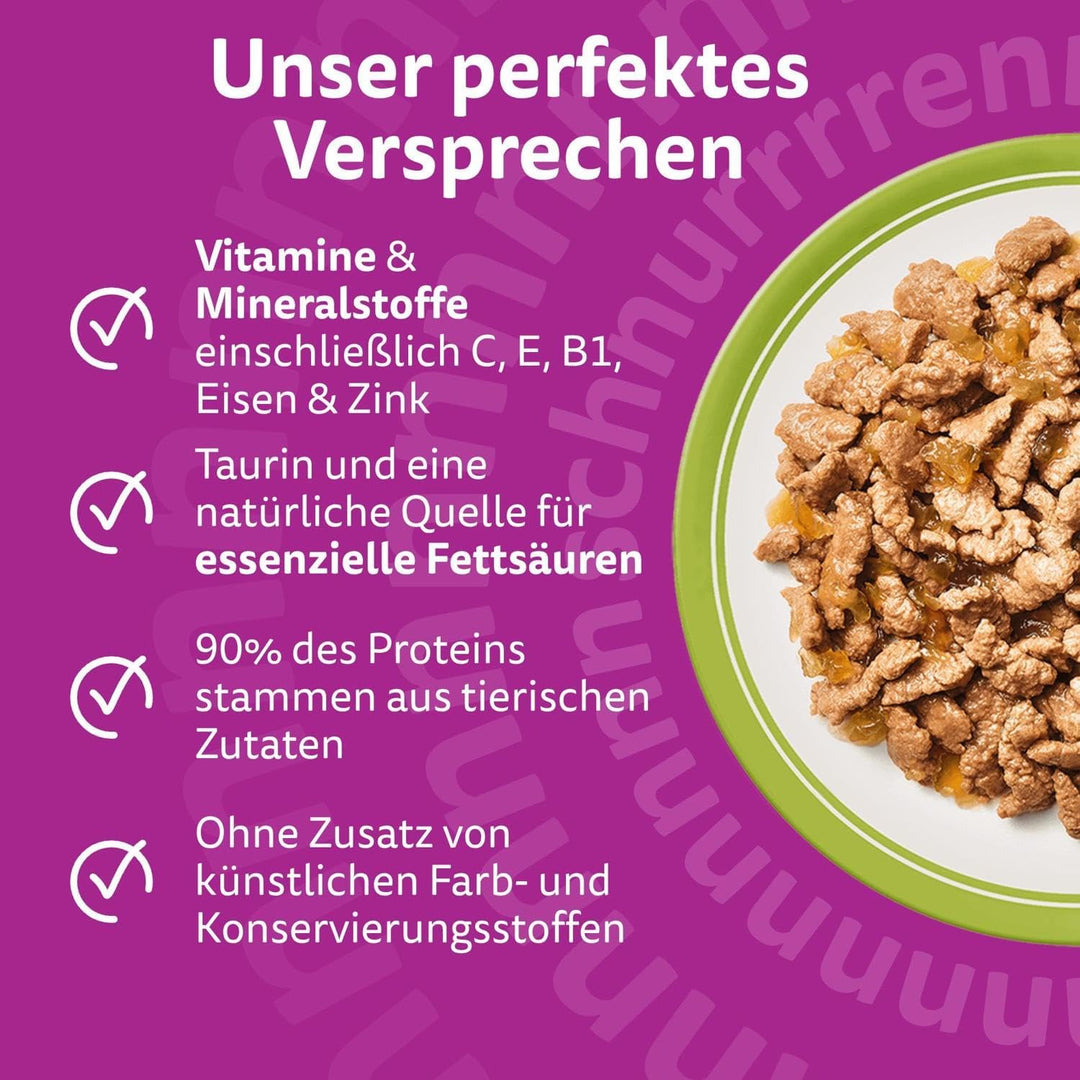 Whiskas Adult 1+ Katzennassfutter Gemischte Auswahl in Gelee, 84 Portionsbeutel, 84x85g (1 Grosspack