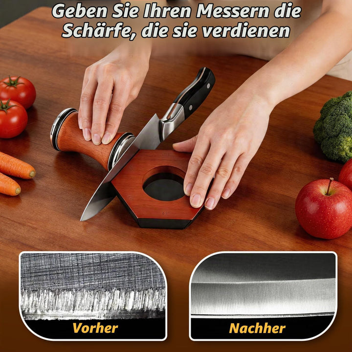 Rollschleifer Messerschärfer mit 6 Magnetwinkeln (12°/15°/17°/19°/22°/25°), 4 Diamant-Schärfklingen