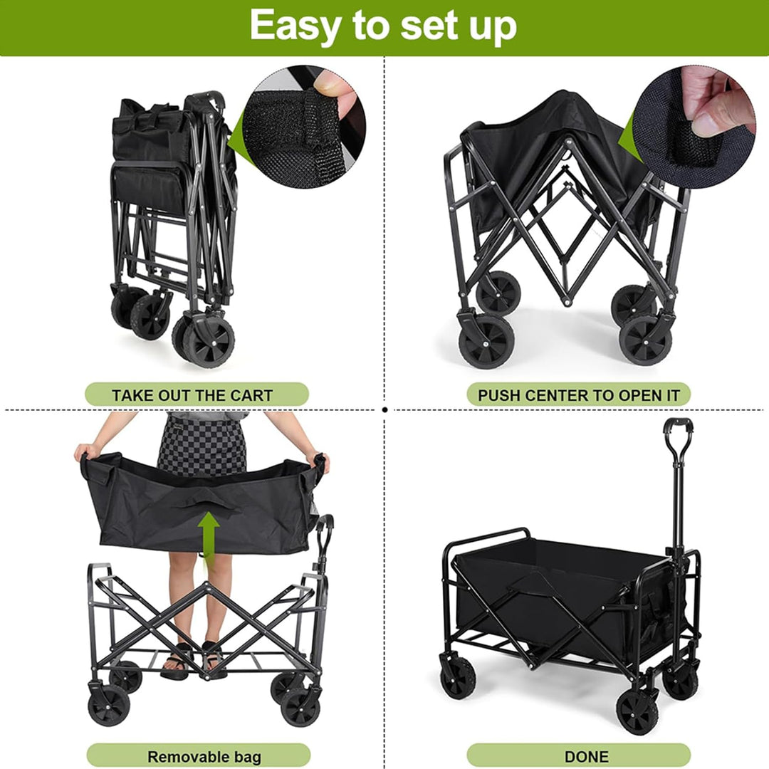 SOONHUA Bollerwagen Faltbar, 150kg Strandwagen, Oxford-Stoff | Robuster 150kg Transportwagen mit 12c