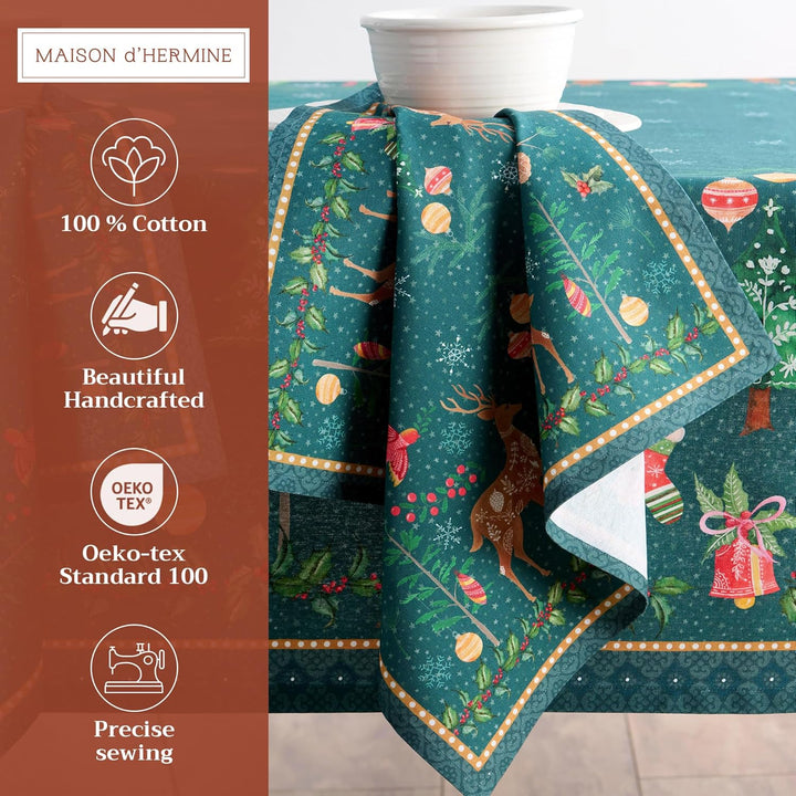 Maison d' Hermine Stoffservietten 4er Set aus 100% Baumwolle Wiederverwendbare Stoffservietten Weihn