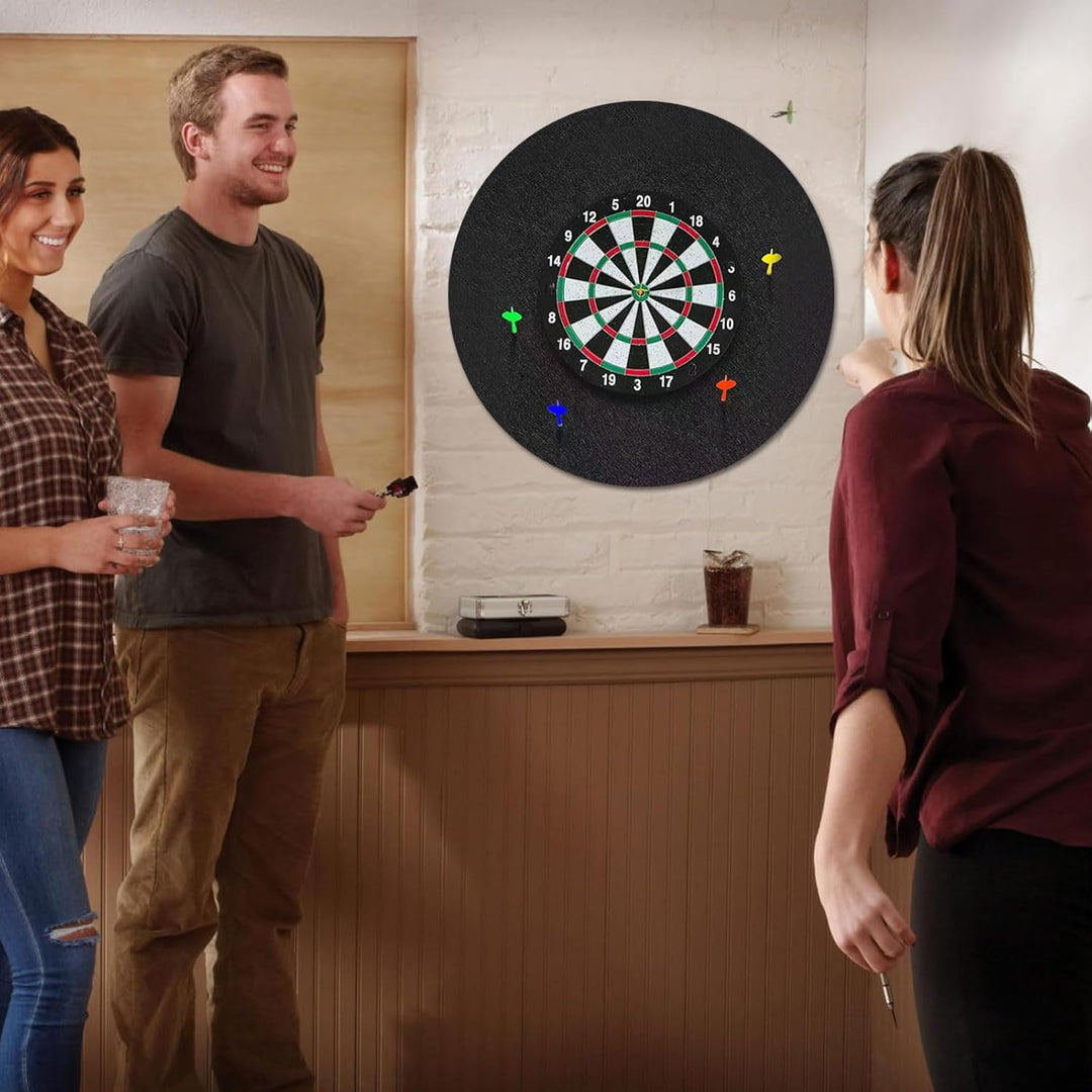 Dartboard-Wandschutz, 60 x 60 cm rundes Filz-Wandschutz-Dartboard mit Haken und Schlaufen auf der Rü