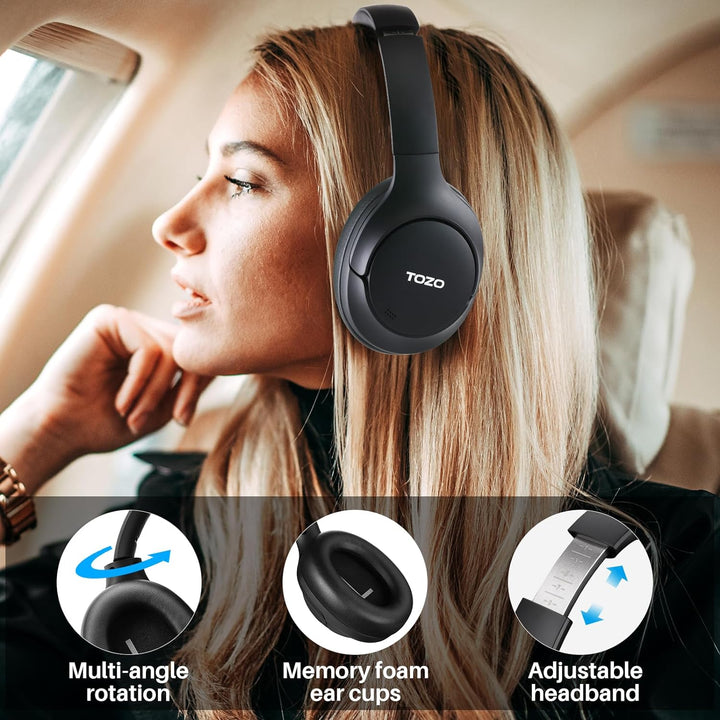 TOZO HT2 Kabelloser Bluetooth Kopfhörer Over-Ear mit Hybrid Active Noise Cancelling, 56 Stdn. Spielz