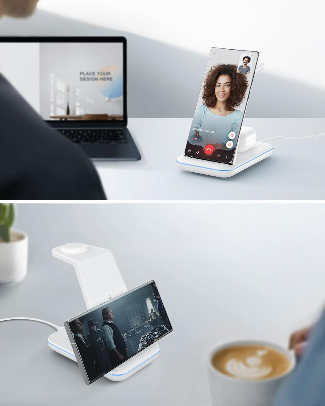 JoyGeek 3 in 1 Induktive Ladestation für Samsung, Wireless Charger für Samsung S25/S24/S23/S22/S21/Z