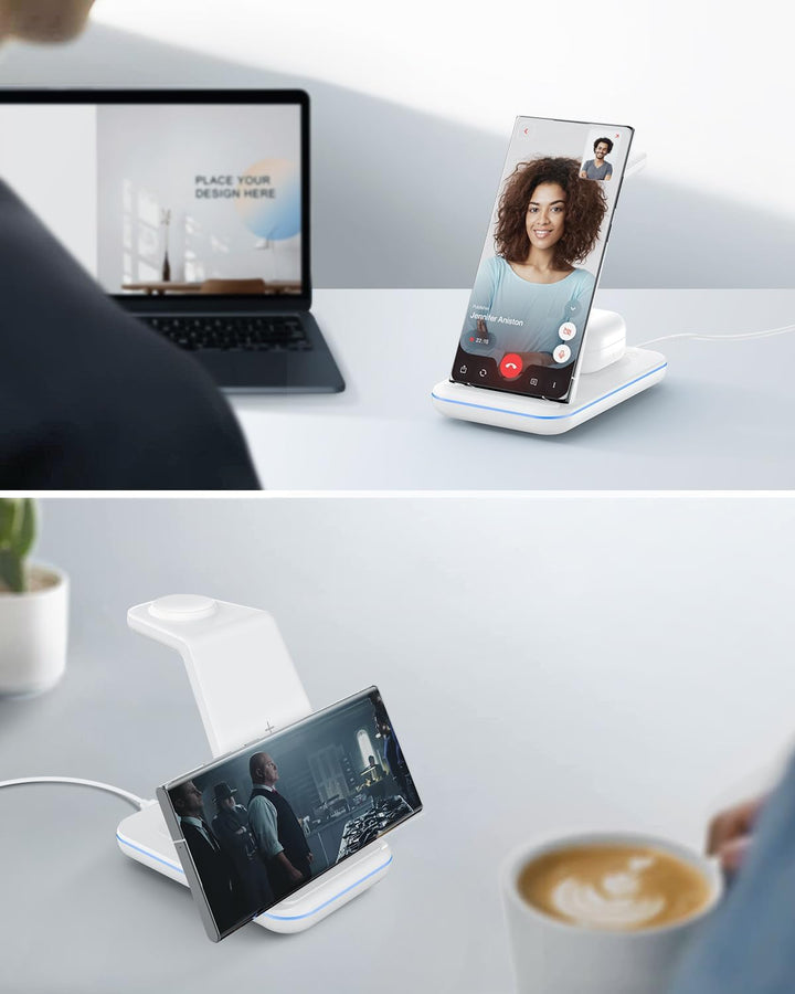 JoyGeek 3 in 1 Induktive Ladestation für Samsung, Wireless Charger für Samsung S25/S24/S23/S22/S21/Z