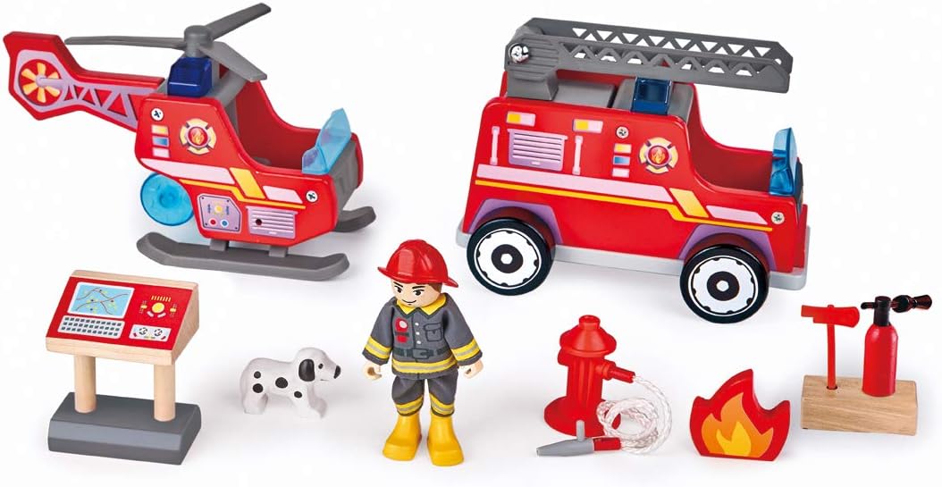 Grossstadt-Feuerwache Spieleset von Hape aus Holz für Kinder ab 3 Jahren